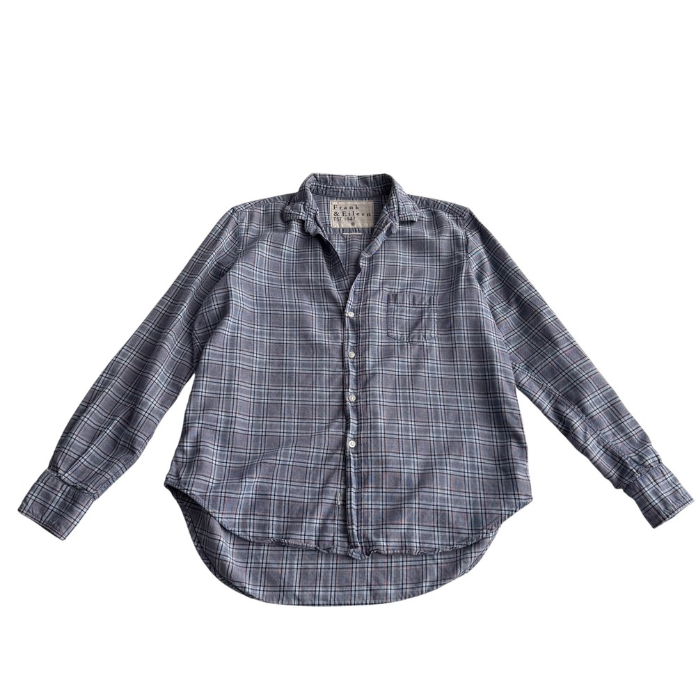 Frank & Eileen Barry Lightweight Cotton Plaid Blue Button Up Shirt XS - Picture 1 of 8